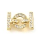 Rack Plating Brass Micro Pave Clear Cubic Zirconia Fold Over Clasps, Long-Lasting Plated, Lead Free & Cadmium Free, Round Ring, Real 18K Gold Plated, 13mm