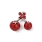 Brass Red Enamel Pendants, Long-Lasting Plated, Cadmium Free & Lead Free, Rack Plating, Cherry Charm, Platinum, 17x19.5x10.5mm, Hole: 1.4mm