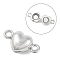 Alloy Magnetic Clasps with Loops, Nickel Free, Heart, Platinum, 17x10x6.5mm, Hole: 1.5mm