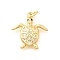 Brass Micro Pave Cubic Zirconia Pendants, Tortoise Charms, with Jump Ring, Rack Plating, Long-Lasting Plated, Lead Free & Cadmium Free, Real 18K Gold Plated, 17.5x16.5x3mm, Hole: 3mm