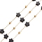 Ion Plating(IP) 304 Stainless Steel Satellite Chains, with Natural Dyed & Heated Black Agate Star Beaded, Unwelded, with Spool, Golden, 4x4x2mm