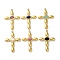 Natural Mixed Stone Pendants, Ion Plating(IP) 304 Stainless Steel Cross Charms, Mixed Dyed & Undyed, Real 18K Gold Plated, 33x24x5mm, Hole: 2mm