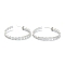 Brass Micro Pave Clear Cubic Zirconia Half Hoop Earrings, Stud Earrings, Letter C Shape, Real Platinum Plated, 45x4mm, Pin: 0.7mm