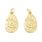 Rack Plating Brass Pendants, Long-Lasting Plated, Cadmium Free & Lead Free, with Jump Ring, Oval, Real 18K Gold Plated, 18.5x10.5x2mm, Hole: 3.5mm