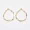 Brass Pendants, Nickel Free, Real 18K Gold Plated, Ring, 36~37x29x1.5mm, Hole: 1.8mm