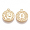 Brass Coin Charms, Flat Round, Nickel Free, Real 18K Gold Plated, 14x12x2mm, Hole: 1mm