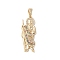 Brass Clear Cubic Zirconia Pendants, Long-Lasting Plated, God, Colorful, 47x18x3.5mm, Hole: 8x5.5mm