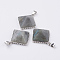 Natural Labradorite Pendants, with Brass Finding, Pyramid, Platinum, 28.5x32x13mm, Hole: 3.5x6mm