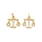 Balance Rack Plating Brass Micro Pave Cubic Zirconia Charms, Cadmium Free & Lead Free, Long-Lasting Plated, Real 18K Gold Plated, 12.5x12x2mm, Hole: 3mm