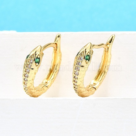 Серьги-кольца из латуни с микропаве из кубического циркония EJEW-H157-07G-1