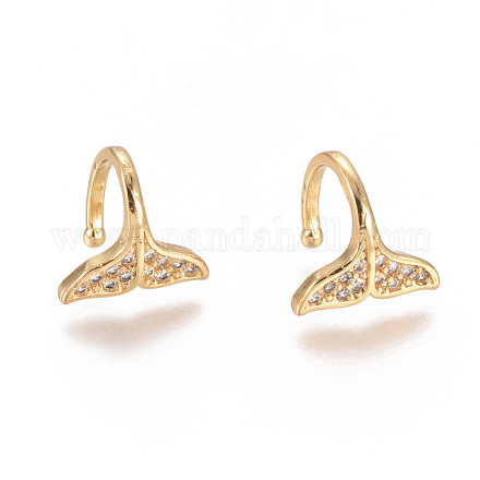 Серьги-манжеты с цирконом из позолоченной латуни EJEW-L244-40G-1