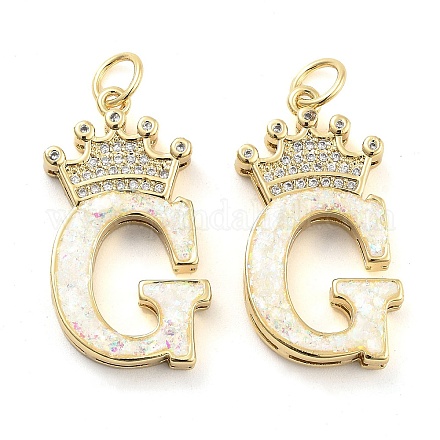 Латунные микропаве прозрачные подвески с фианитом KK-G498-01G-02-1