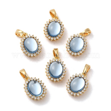 Овальные подвески из латуни с микропаве и прозрачным фианитом KK-M270-38G-1