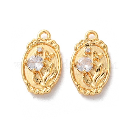 Латунные микропаве прозрачные подвески с фианитом KK-L221-005G-1