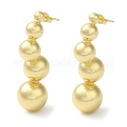 Серьги-гвоздики из латуни с круглым шариком и стойкой EJEW-Q786-04G-1