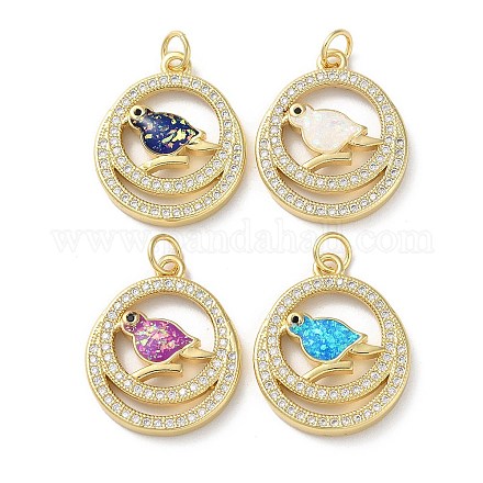 Латунные микропаве прозрачные подвески с фианитом KK-C045-43G-1