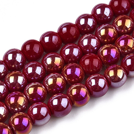 Гальванические непрозрачные стеклянные бусины X-GLAA-T032-P6mm-AB05-1