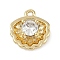 Brass Micro Pave Cubic Zirconia Charms, Cadmium Free & Nickel Free & Lead Free, Shell Shape, Real 18K Gold Plated, 11x10x3mm, Hole: 1.2mm