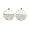 304 Stainless Steel Pendants, with Shell, Flat Round Charm, Stainless Steel Color, 18.5x16x2mm, Hole: 1.6mm