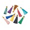 Nylon Tassel Big Pendants, with Iron Findings, Golden, Mixed Color, 80x8.5mm, Hole: 5x6.5mm