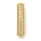 Brass Micro Pave Clear Cubic Zirconia Beads, Cadmium Free & Nickel Free & Lead Free, Bend Tube, Real 18K Gold Plated, 27x6x5.5mm, Hole: 3.5x4mm