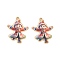 Christmas Alloy Enamel Pendants, Long-Lasting Plated, Golden, Girl Charm, Colorful, 28x22x1.5mm, Hole: 1mm