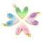 Brass Enamel Pendants, Cadmium Free & Lead Free, with Glitter and Jump Ring, Long-Lasting Plated, Real 18K Gold Plated, Heart Charms, Mixed Color, 17x18x2.5mm, Hole: 3.5mm