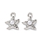 Rack Plating Alloy Pendant, with Rhinestoneand ABS Imitation Pearl, Star Charms, Platinum, 15x13x6mm, Hole: 2mm