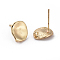 Brass Stud Earring Findings, with Loop, Flat Round, Real 18K Gold Plated, 11.5x10mm, Hole: 1.2mm, Pin: 0.8mm