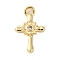 Brass Micro Pave Clear Cubic Zirconia Charms, Cadmium Free & Nickel Free & Lead Free, Cross, Real 18K Gold Plated, 12x7x2mm, Hole: 1.2mm
