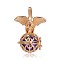 Golden Plated Brass Hollow Round Cage Pendants, with No Hole Spray Painted Brass Beads, Blue Violet, 38x31x20mm, Hole: 3x8mm