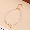 Baroque Natural Pearl Quartz Bracelet, Fashion Stainless Steel Heart Charm, Pink