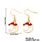 Christmas Theme Brass Dangle Earrings, Golden, Moon, 38x15mm