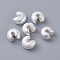 Textured Brass Crimp Beads Covers, Silver Color Plated, 7x4.5mm, Hole: 1.8mm