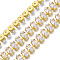 Horse Eye Cubic Zirconia Strass Chains, Gold Plated Brass Link Chains, Cadmium Free & Lead Free, Soldered, with Spool, Clear, 6mm, about 16.40 Feet(5m)/Roll