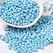 6/0 Opaque Baking Paint Glass Seed Beads, Teardrop, Sky Blue, 4.5~5x4x3~3.5mm, Hole: 0.9mm, about 125pcs/10g