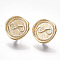 Brass Stud Earring Findings, with Loop, Nickel Free, Real 18K Gold Plated, Flat Round with Infinity, 13x13.5mm, Hole: 2mm, Pin: 0.8mm
