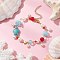 Dyed Synthetic Turquoise Beads Charm Bracelets, with Glass Beads & ABS Plastic Imitation Pearl Round Beads, Turtle, 7-1/4 inch(18.4cm)