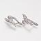 Brass Micro Pave Cubic Zirconia Hoop Earring Findings with Latch Back Closure, Real Platinum Plated, 19x11x11.5mm, Hole: 1.5mm, pin: 1mm