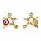 304 Stainless Steel Enamel Connector Charms, Golden, Star with Evil Eye, Dark Red, 16x13.5x3mm, Hole: 1.6mm