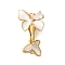 Brass Micro Pave Clear Cubic Zirconia Fold Over Clasps, Cadmium Free & Nickel Free & Lead Free, with Shell Enamel, Butterfly, Real 18K Gold Plated, 33mm, Hole: 1.2mm