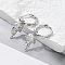Brass Clear Cubic Zirconia Hoop Earrings, Jellyfish, Platinum, 25.5x9.5x14mm