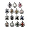 Natural & Synthetic Mixed Gemstone Pendants, Rack Plating Brass Hollow Flat Round Charms, Cadmium Free & Lead Free, Platinum, Mixed Dyed and Undyed, 36.5x33x9.5mm, Hole: 7.5x5mm