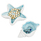 2Pcs 2 Style Ocean-themed Ceramic Jewelry Plate, Storage Tray for Rings, Necklaces, Earring, Starfish & Conch, 136~14x71~132x33~57mm, 1pc/style