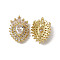 Brass Pave Clear Cubic Zirconia Cabochons, Nail Art Decoration Accessories, with Glass Rhinestone, Shield, Light Gold, 15x10.5x4.5mm