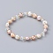 Stretch Bracelets, with Natural Cultured Freshwater Pearl Beads, Glass Beads and Brass Round Spacer Beads, Korean Elastic Crystal Thread, Seashell Color, 2-1/8 inch(5.5cm)