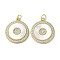 Brass Micro Pave Cubic Zirconia Pendants, with Shell, Flat Round, Cadmium Free & Lead Free, Real 18K Gold Plated, Donut, 21x18x3~3.5mm, Hole: 3.5mm