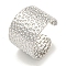 Non-Tarnish 304 Stainless Steel Textured Open Cuff Ring, Wide Band Ring for Women, Stainless Steel Color, Adjustable
