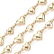 Brass Link Chains, Cadmium Free & Nickel Free & Lead Free, Heart, Unwelded, with Spool, Real 18K Gold Plated, 16.5x9x3.5mm, about 36.09 Feet(11m)/Roll