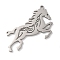 Non-Tarnish 304 Stainless Steel Pendants, Laser Cut, Horse Charm, Stainless Steel Color, 37.5x21x1mm, Hole: 1mm
